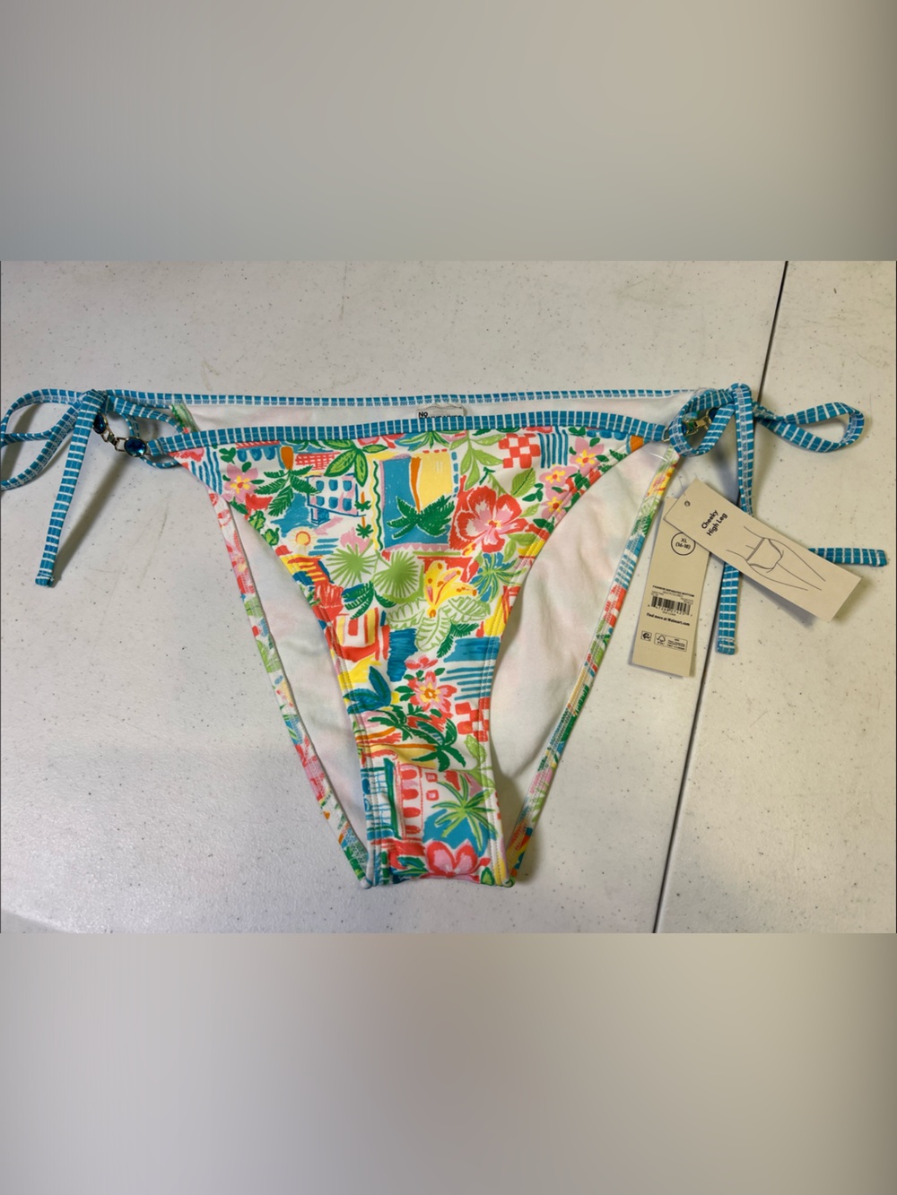 NOBO Multicolor Tropical Tie-Side Bikini Bottom - Blue/Green/Pink/Yellow